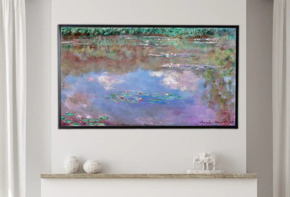 Detail view of artwork from Samsung Frame TV Art 4K Water Lily Pond Famous Claude Monet Painting. Instant Download Botanical Wall Art for the Frame TV. Vintage Wall Art. (variation 2)