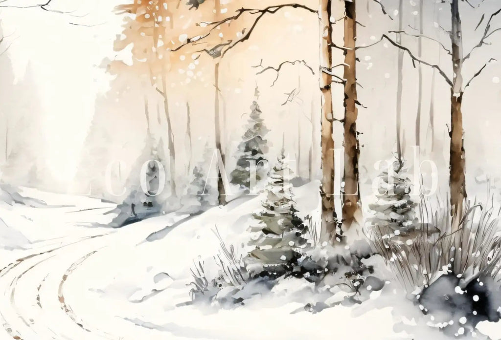 Included artwork preview showing first selection of artworks from Samsung Frame TV Art 4K Watercolor Winter Forest Trail Landscape Painting. Instant Download Winter Art for Frame TV. Nature Art for TV.