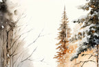 Detail view of artwork from Samsung Frame TV Art 4K Watercolor Winter Forest Trail Landscape Painting. Instant Download Winter Art for Frame TV. Nature Art for TV. (variation 1)