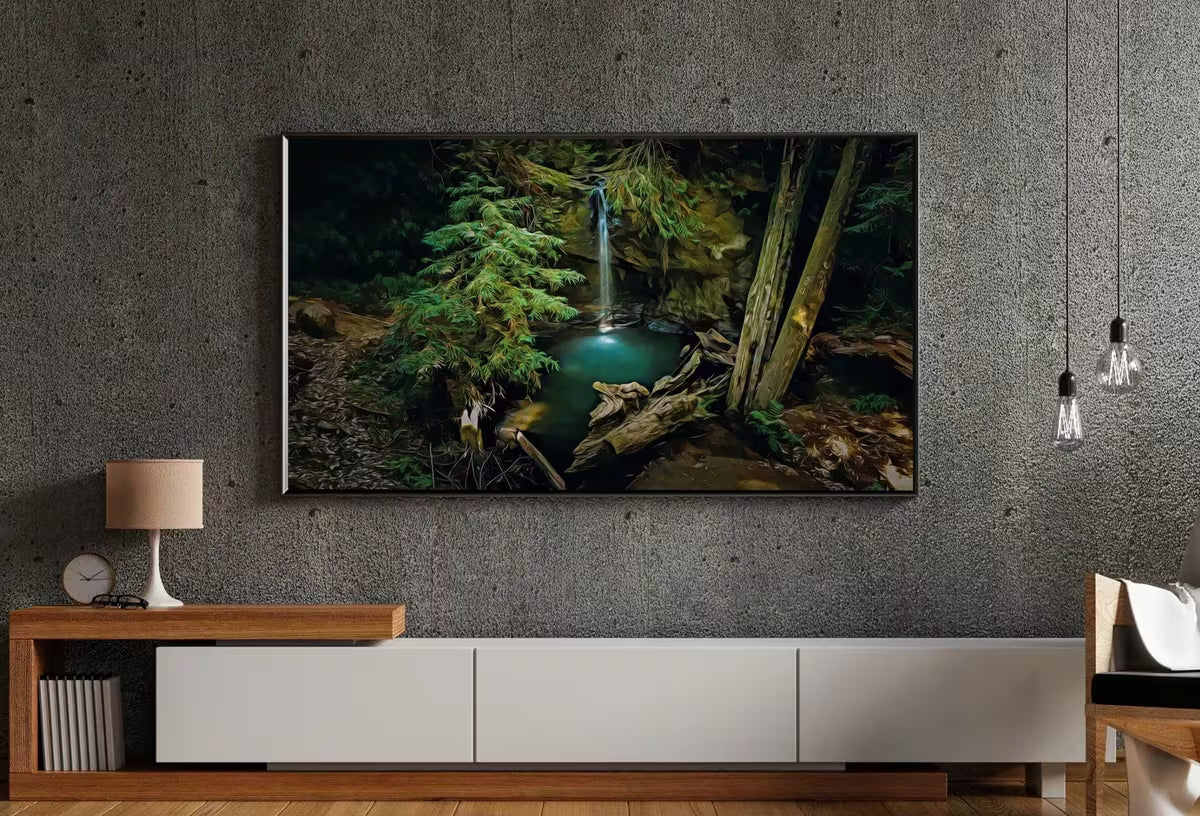 Samsung Frame TV Art 4K Waterfall in Forest Digital Painting. Instant Download Art for TV. Colorful Frame TV Art – Frame TV  Art