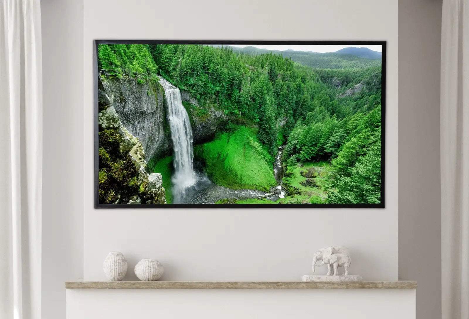 Included artwork preview showing first selection of artworks from Samsung Frame TV Art 4K Waterfall in Green Forest Photography Art. Instant Download Art for TV. Colorful Frame TV Art. Nature Wall Art.