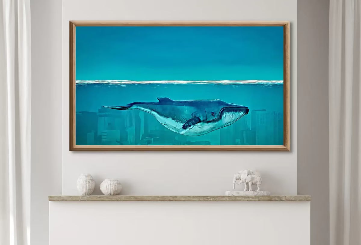 Samsung Frame TV Art 4K Whale Painting Underwater City Fantasy Art. Instant Download Fairytale Whale Art. Digital Painting Art for Frame TV – Frame TV  Art