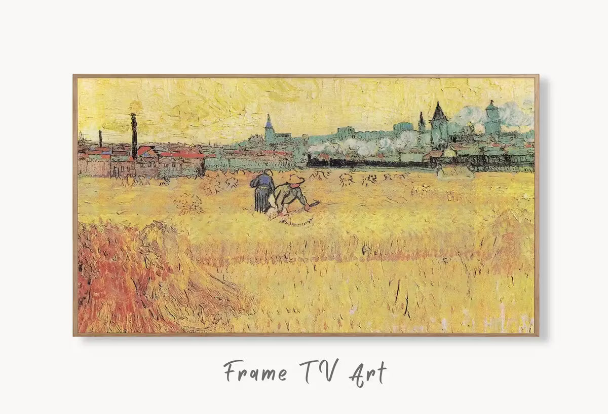 Samsung Frame TV Art 4K Wheat field w/ View of Arles Famous Painting by Vincent van Gogh. Instant Download Art for the Frame TV. Vintage Art – Frame TV  Art