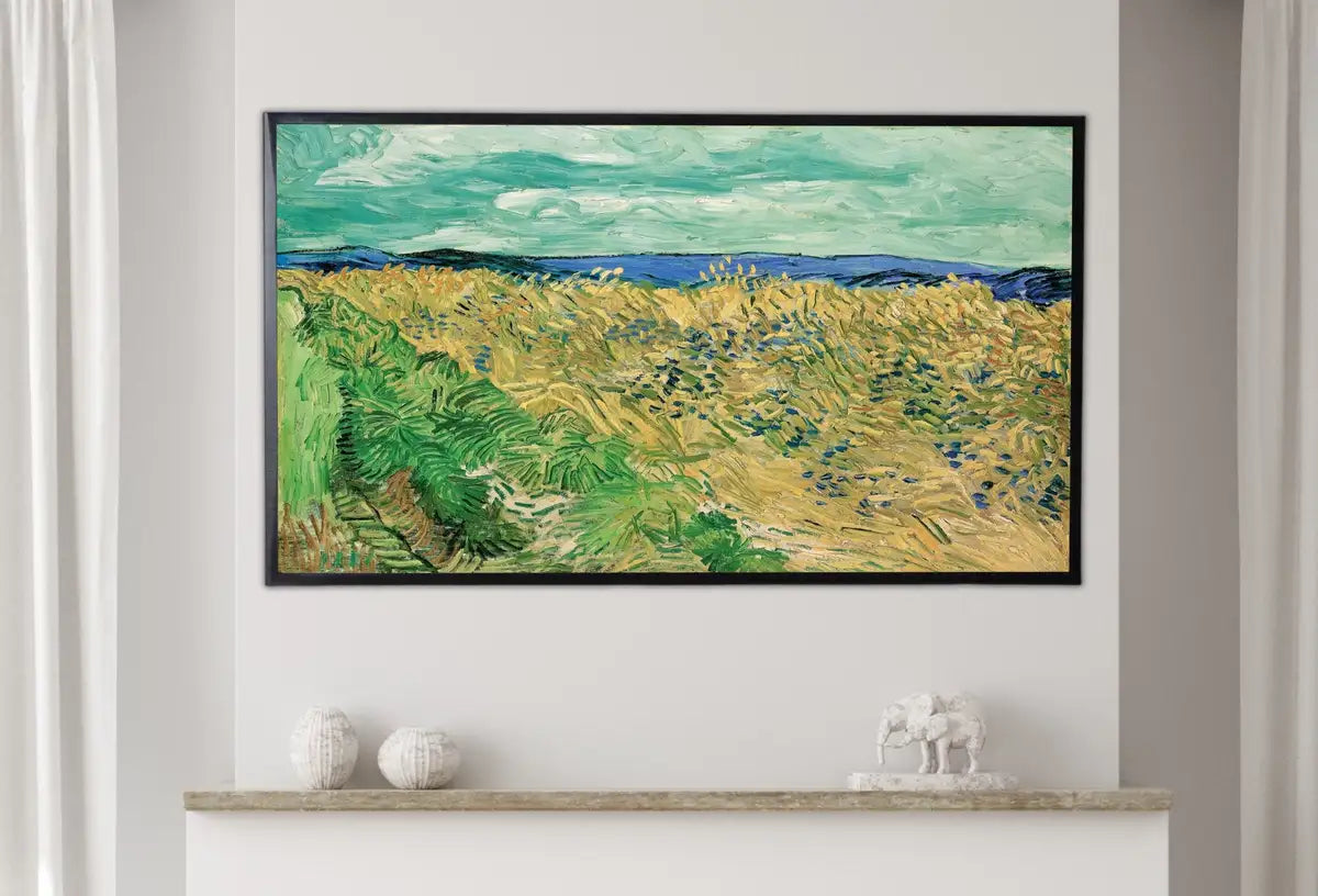 Detail view of artwork from Samsung Frame TV Art 4K Wheatfield With Cornflowers Famous Vincent van Gogh Painting. Instant Download Landscape for Frame TV. Vintage Decor. (variation 2)