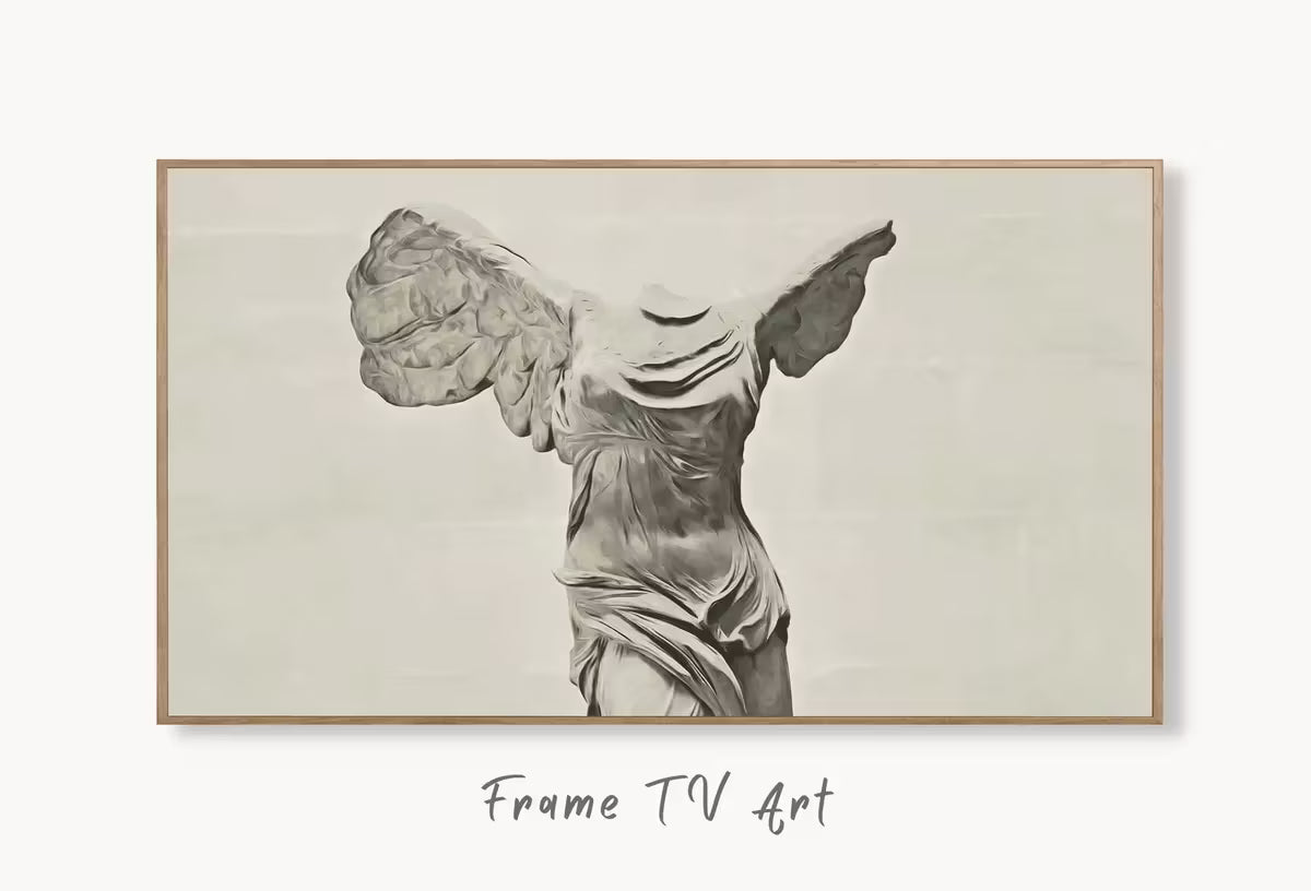 Samsung Frame TV Art 4K Winged Victory of Samothrace Ancient Greek Mythology Art Vintage Painting. Greek Goddess Statue Art for Frame TV. – Frame TV  Art