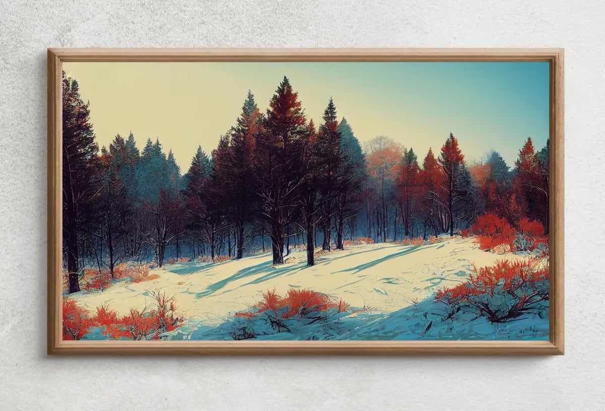 Samsung Frame TV Art 4K Winter Forest Country Scenery Landscape. Instant Download Rustic Winter Art for the Frame TV. Landscape Art for TV – Frame TV  Art