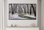 Samsung Frame TV Art 4K Winter Forest River Landscape Digital Painting. Instant Download. Snow Art for Samsung Frame TV. Art for TV – Frame TV  Art