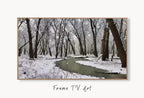 Samsung Frame TV Art 4K Winter Forest River Landscape Digital Painting. Instant Download. Snow Art for Samsung Frame TV. Art for TV – Frame TV  Art
