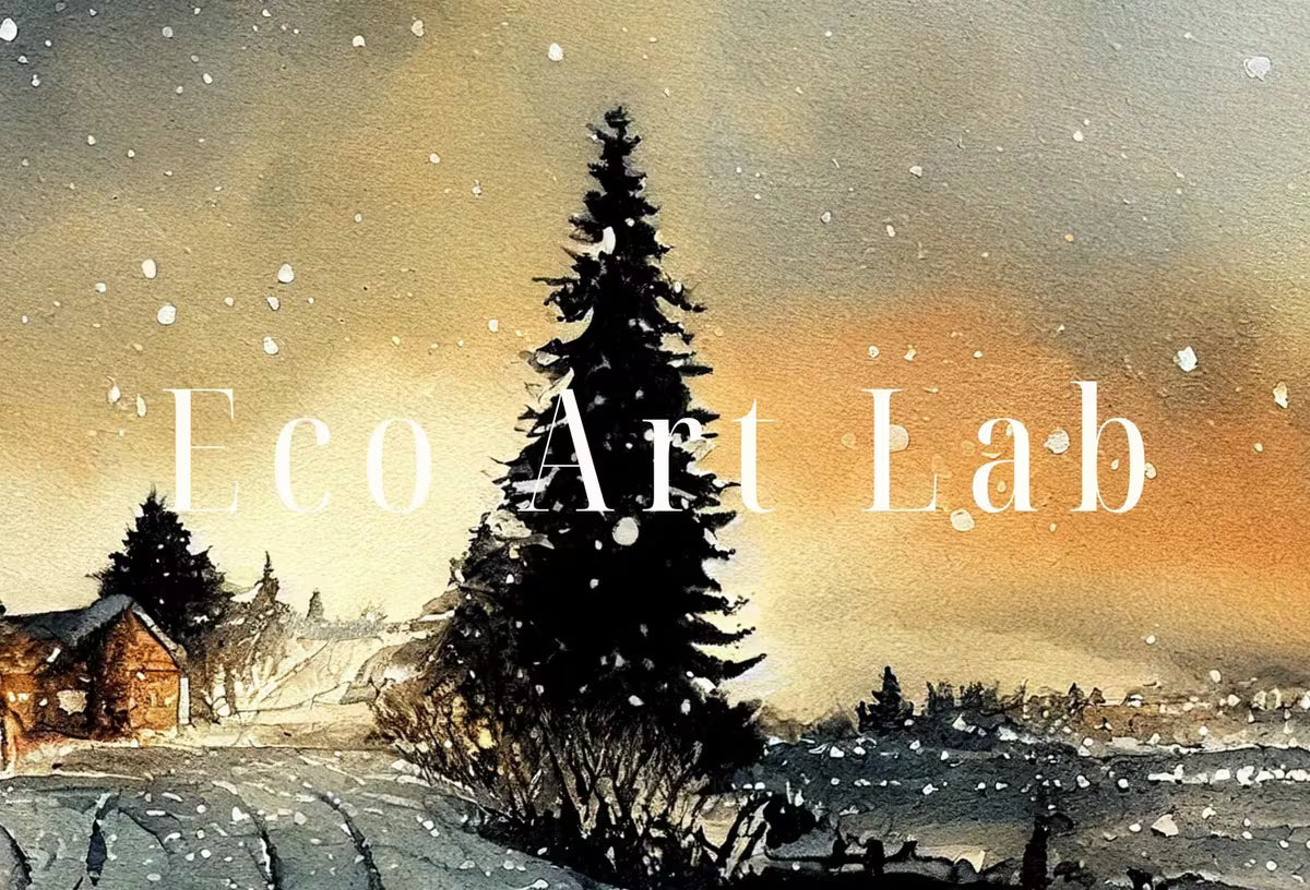 Samsung Frame TV Art 4K Winter Rustic Country Sunset Landscape Watercolor Painting. Instant Download Art for Frame TV. Nature Art for TV – Frame TV Art Set