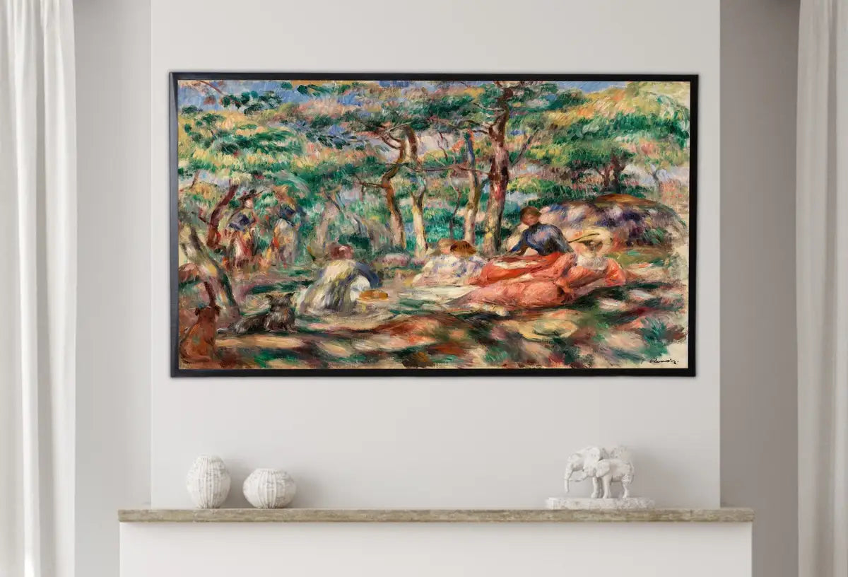 Detail view of artwork from Samsung Frame TV Art 4K Woman in Garden by Auguste Renoir. Famous Antique Oil Painting. Landscape Vintage Impressionist Art for Frame TV. (variation 2)