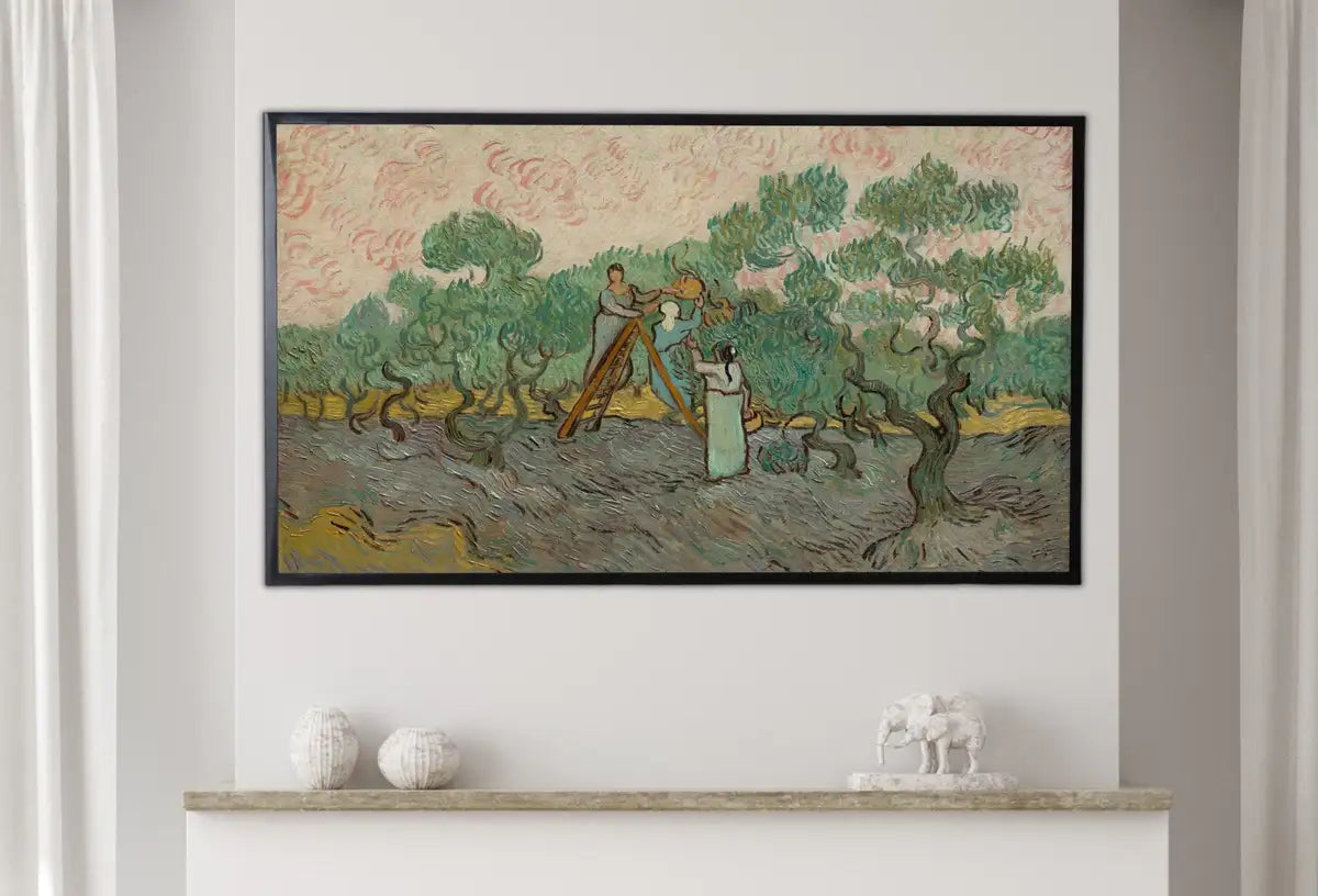 Detail view of artwork from Samsung Frame TV Art 4K Women Picking Olives Famous Painting by Vincent van Gogh. Instant Download Landscape for the Frame TV. Vintage Decor. (variation 2)