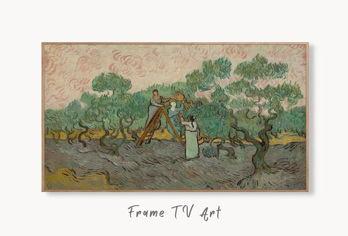 Samsung Frame TV Art 4K Women Picking Olives Famous Painting by Vincent van Gogh. Instant Download Landscape for the Frame TV. Vintage Decor – Frame TV  Art