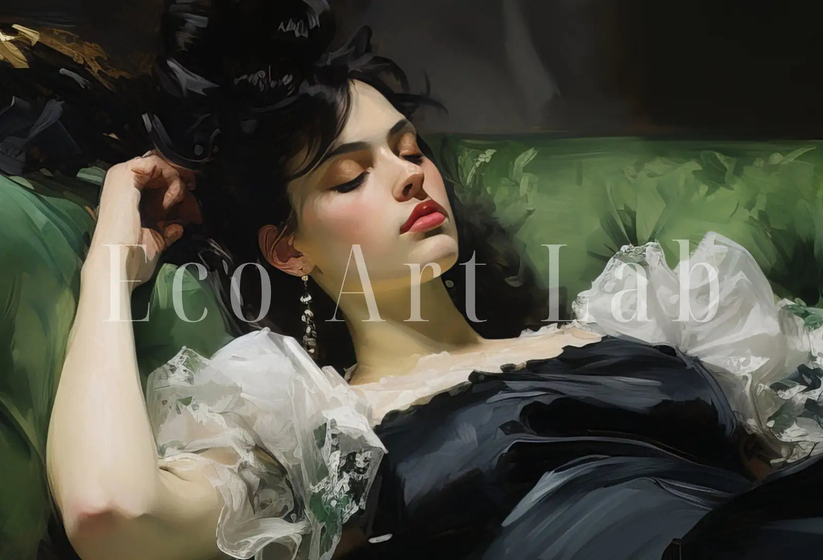 Samsung Frame TV Art 4K Young Woman on a Couch. Vintage Style Wall Art for Moody Wall Decor. Instant Download Art for TV. – Frame TV Digital Download Art – Digital Download