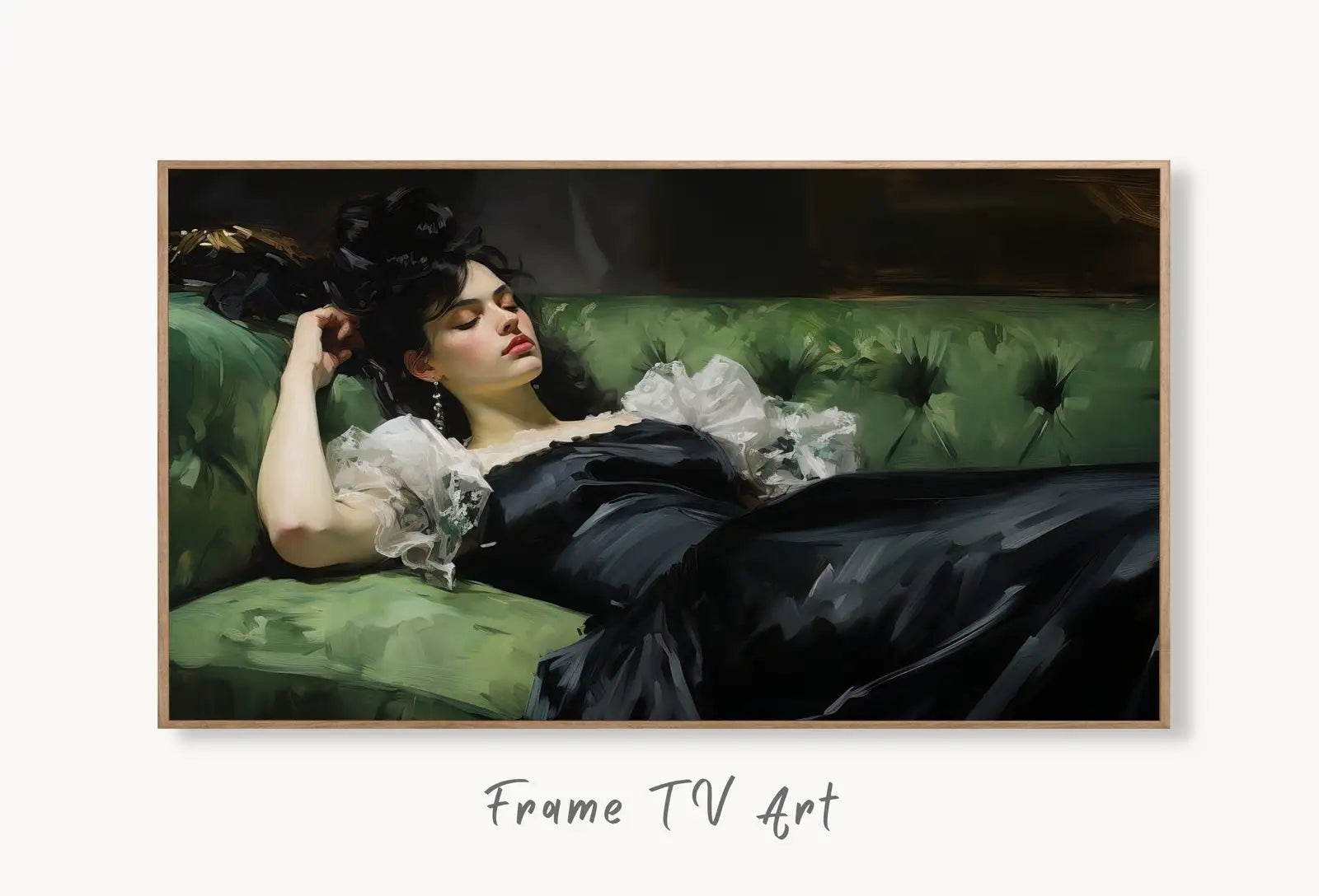 Samsung Frame TV Art 4K Young Woman on a Couch. Vintage Style Wall Art for Moody Wall Decor. Instant Download Art for TV. – Frame TV Digital Download Art – Digital Download