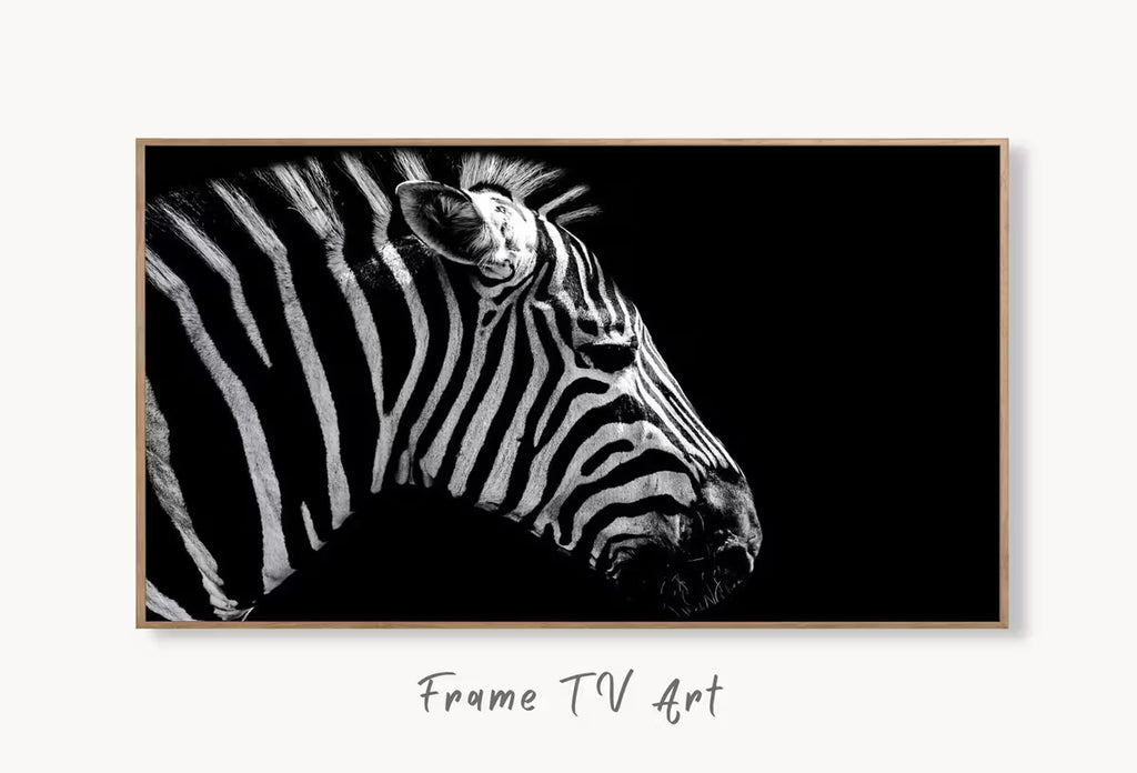 Samsung Frame TV Art 4K Zebra Black and White Digital Painting. Instant Download Zebra Art for the Samsung Frame TV. Art for TV, Zebra decor – Frame TV  Art