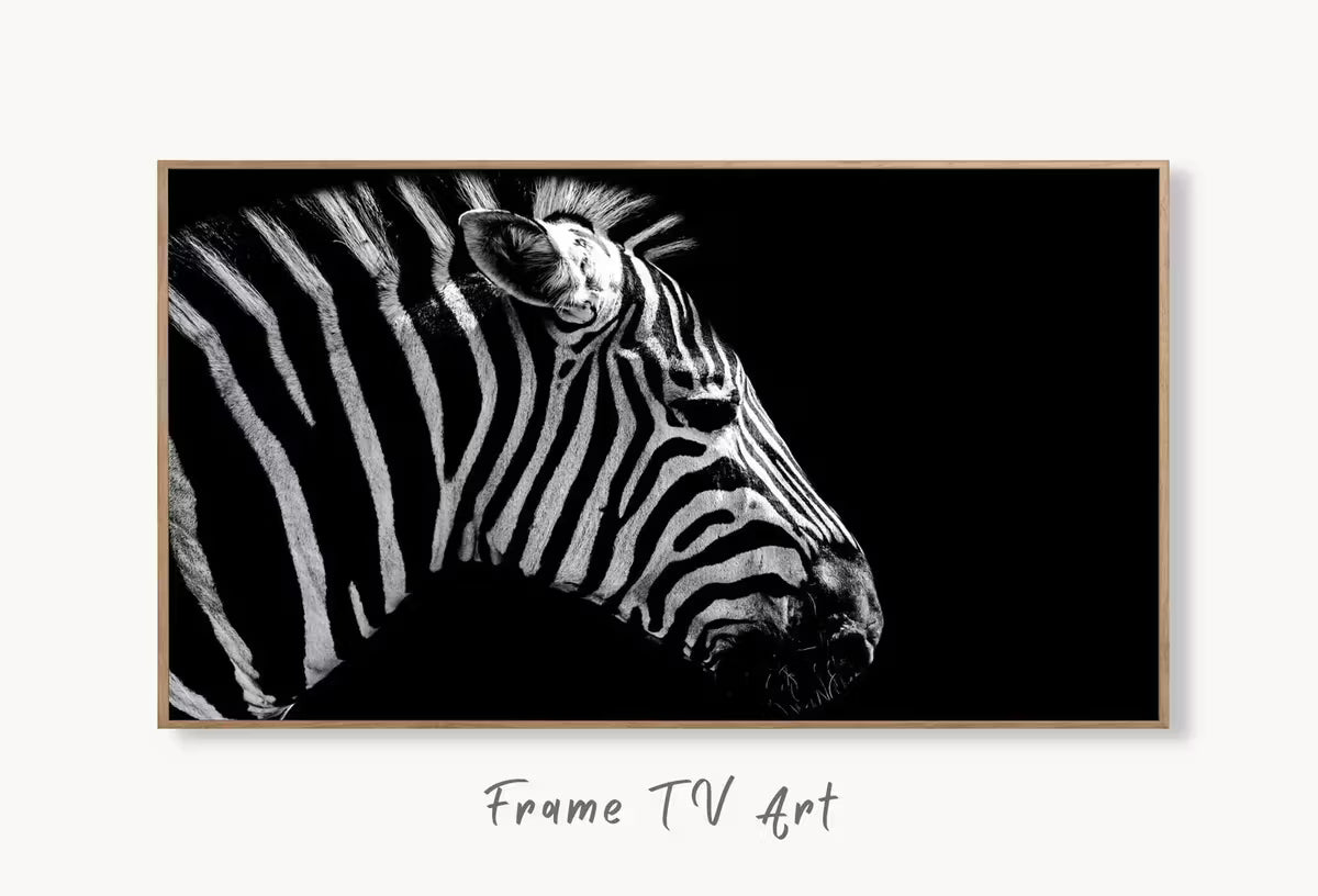 Samsung Frame TV Art 4K Zebra Black and White Digital Painting. Instant Download Zebra Art for the Samsung Frame TV. Art for TV, Zebra decor – Frame TV  Art