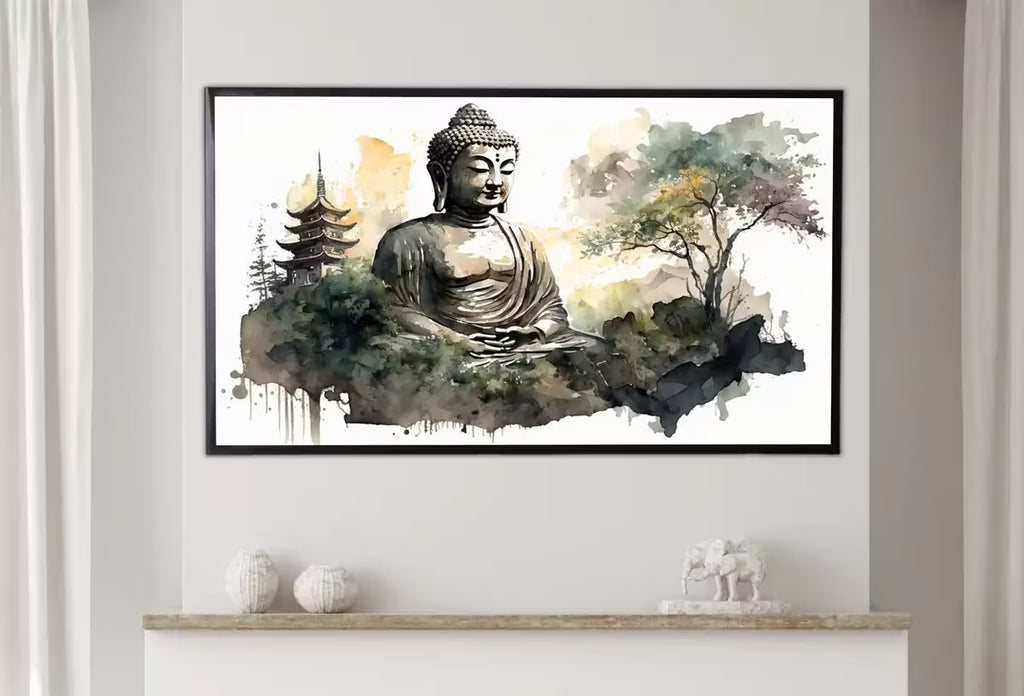 Samsung Frame TV Art 4K Zen Wall Art. Buddha Meditating Statue. Buddhism Spiritual Art.  for Samsung Frame. Frame TV Art – Frame TV  Art