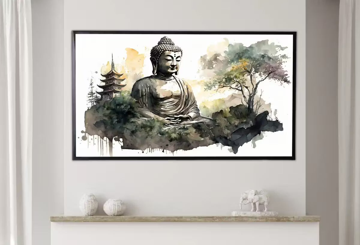 Samsung Frame TV Art 4K Zen Wall Art. Buddha Meditating Statue. Buddhism Spiritual Art.  for Samsung Frame. Frame TV Art – Frame TV  Art