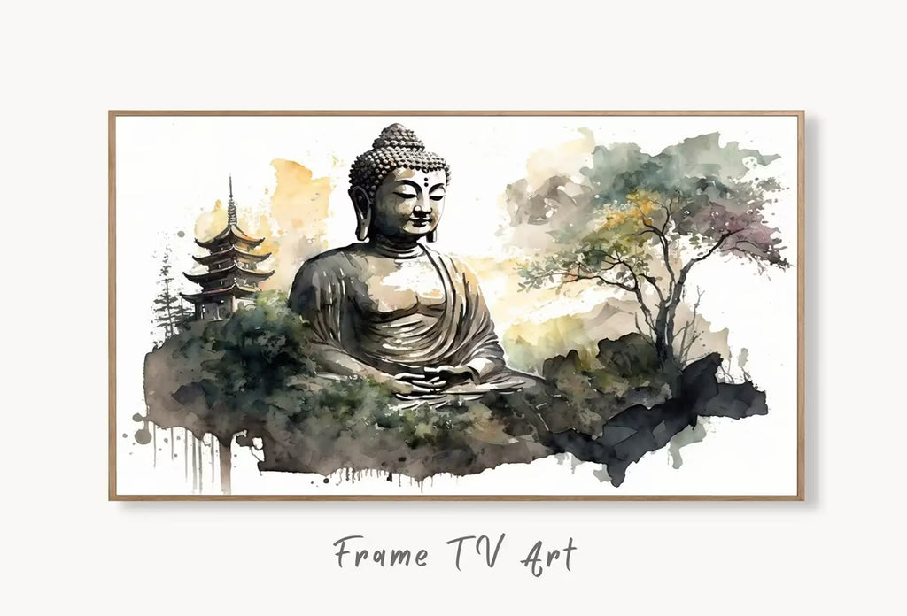 Samsung Frame TV Art 4K Zen Wall Art. Buddha Meditating Statue. Buddhism Spiritual Art.  for Samsung Frame. Frame TV Art – Frame TV  Art