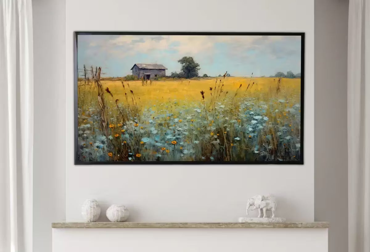Samsung Frame TV Art | Vintage Farmhouse Wall Decor | Country Field Art Print | Digital Prints | Oil Painting – Frame TV  Art