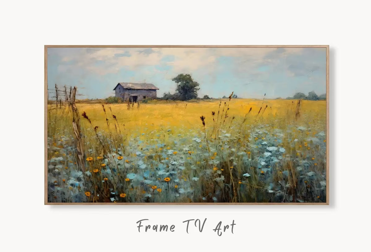 Samsung Frame TV Art | Vintage Farmhouse Wall Decor | Country Field Art Print | Digital Prints | Oil Painting – Frame TV  Art