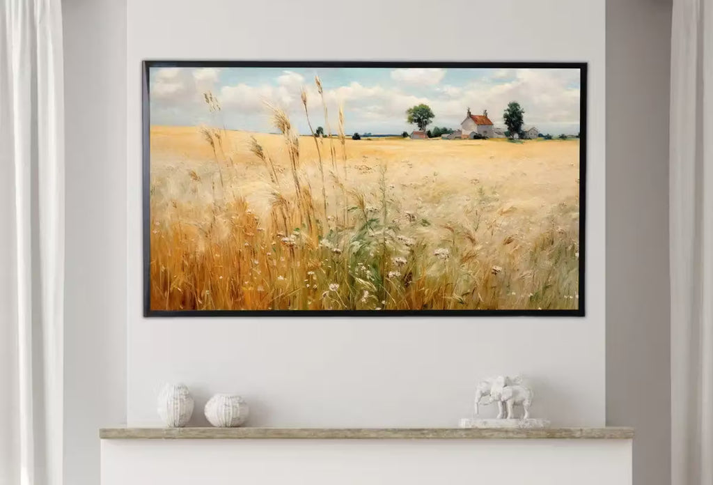 Samsung Frame TV Art | Wheat Field | Landscape Oil Painting | Vintage Country Landscape Art | Vintage Landscape | Digital Wall Art – Frame TV  Art