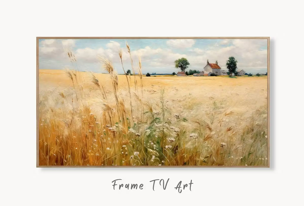 Samsung Frame TV Art | Wheat Field | Landscape Oil Painting | Vintage Country Landscape Art | Vintage Landscape | Digital Wall Art – Frame TV  Art