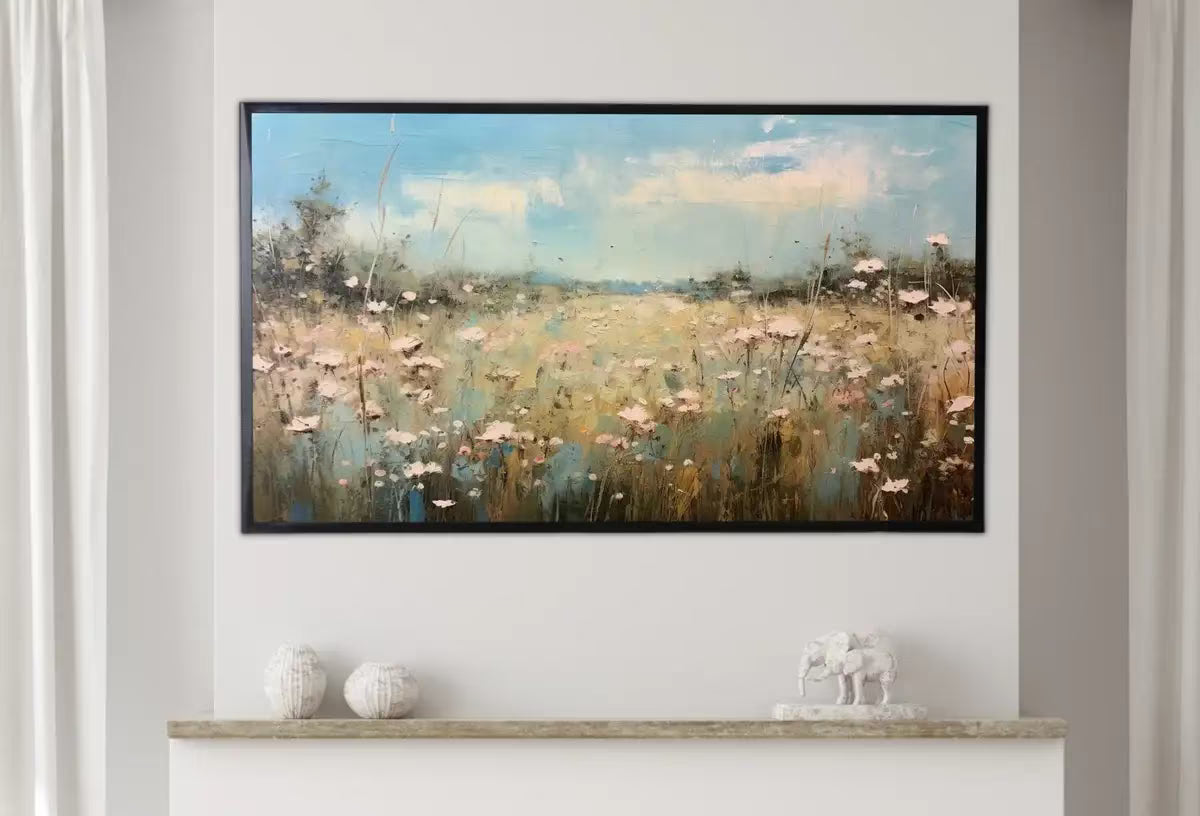 Samsung Frame TV Art | Wildflower Field | Farmhouse Decor | Landscape Painting | Cottagecore Decor |  – Frame TV  Art