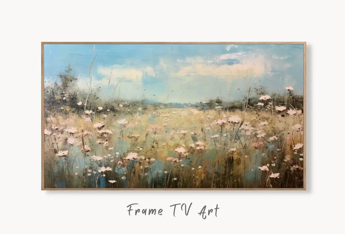 Samsung Frame TV Art | Wildflower Field | Farmhouse Decor | Landscape Painting | Cottagecore Decor |  – Frame TV  Art