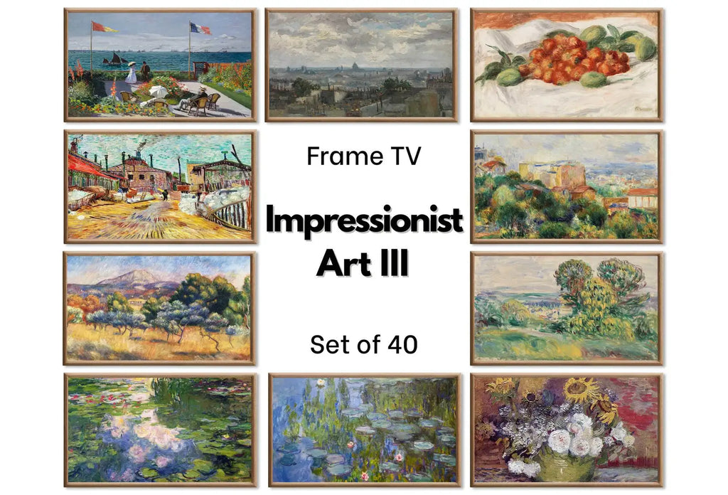 Samsung Frame TV Impressionist Art| Van Gogh, Renoir, Claude Monet Wall Art | 40 Masterpieces Instant Download for the Frame TV (Set III) – Frame TV Art Set (Digital Download) – Digital Download