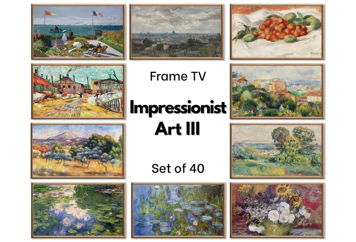 Samsung Frame TV Impressionist Art| Van Gogh, Renoir, Claude Monet Wall Art | 40 Masterpieces Instant Download for the Frame TV (Set III) – Frame TV Art Set