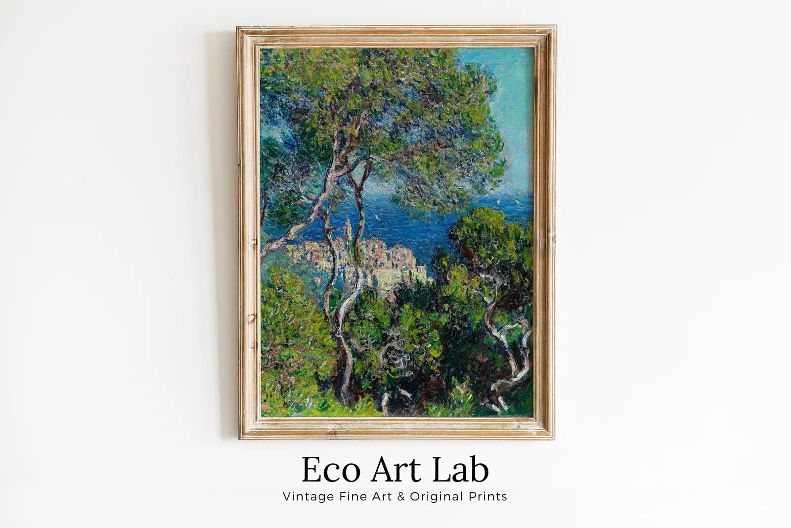 Vue de la mer et des arbres, peinture de Claude Monet. Art célèbre de Monet. Téléchargement instantané de décor vintage. Impression d’art de paysage de Monet. Décor vintage