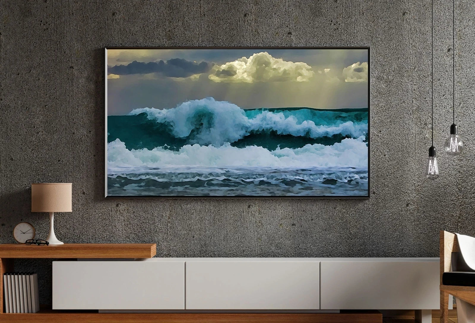 Second included artwork preview from Sea Waves Samsung Frame TV Art. Ocean Wave Wall Art, Digital Download for Samsung Frame. Downloadable Samsung Art TV featuring various scenes.