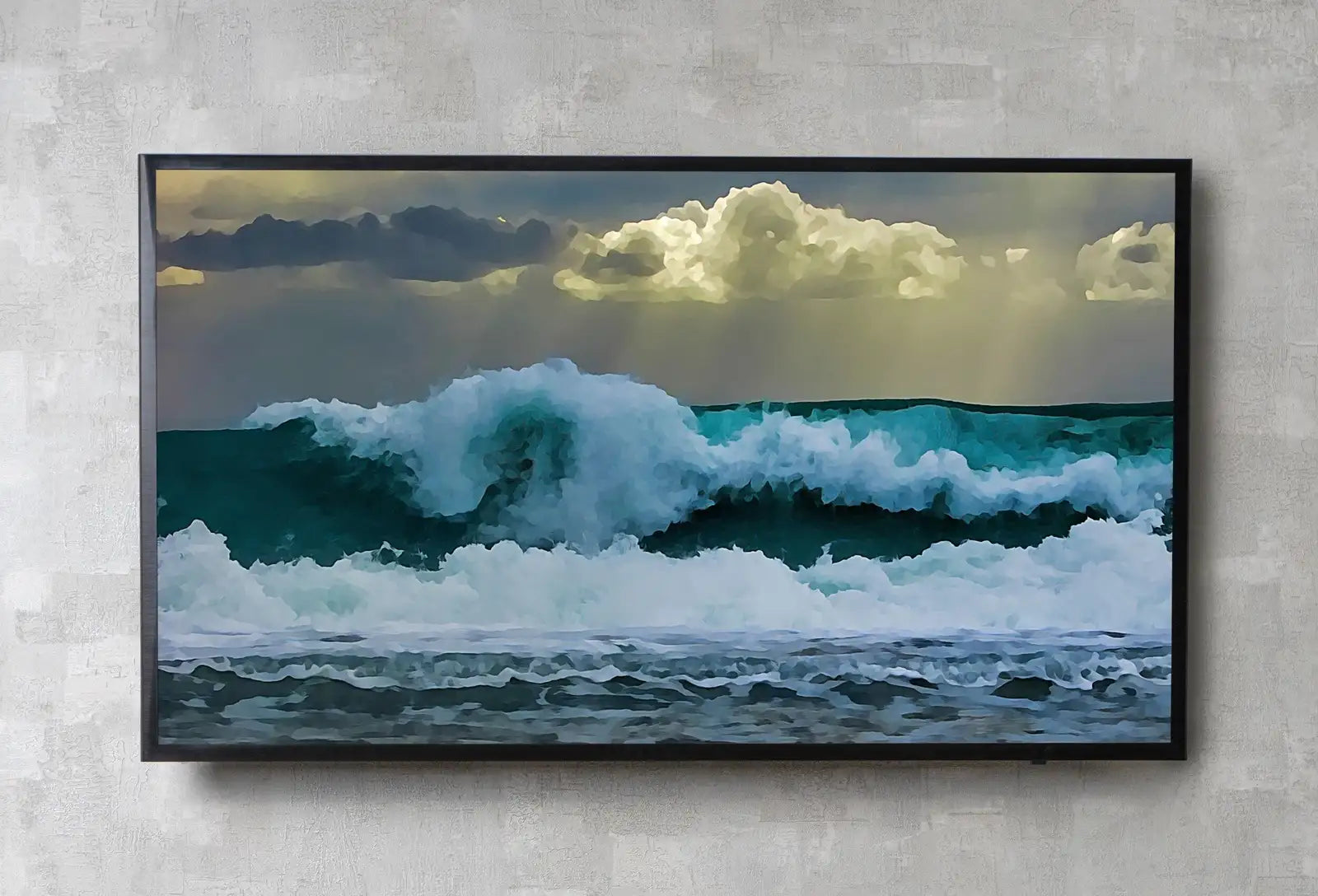Detail view of artwork from Sea Waves Samsung Frame TV Art. Ocean Wave Wall Art, Digital Download for Samsung Frame. Downloadable Samsung Art TV. (variation 1)