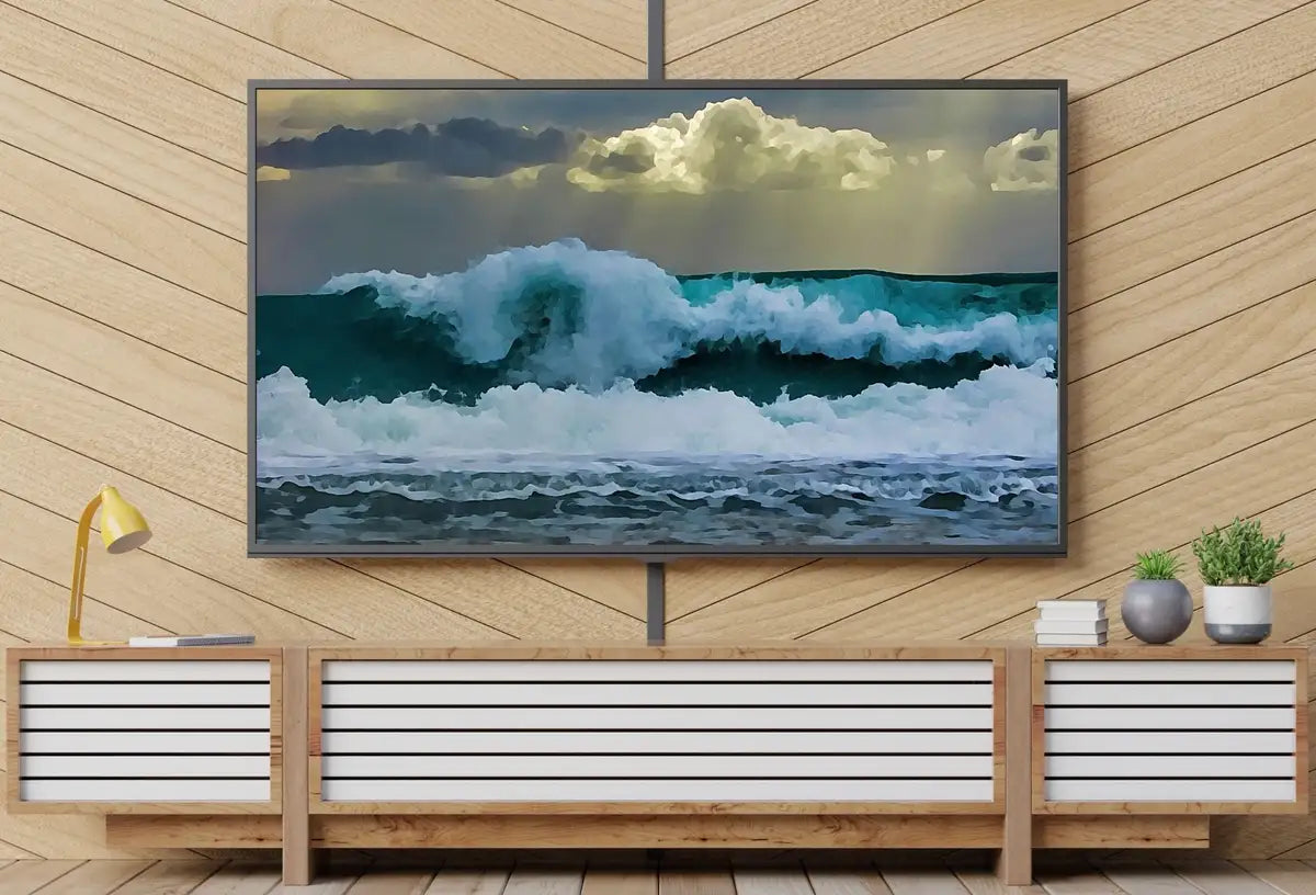 Detail view of artwork from Sea Waves Samsung Frame TV Art. Ocean Wave Wall Art, Digital Download for Samsung Frame. Downloadable Samsung Art TV. (variation 3)
