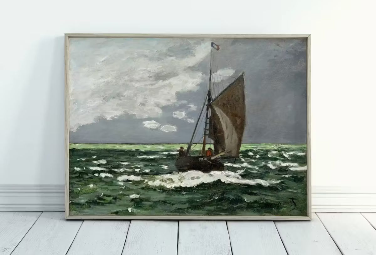 Seascape Famous Claude Monet Painting. Monet Print Nautical Wall Decor, Boat Art. Vintage Ocean Landscape Painting Sailboat Print – Printable Wall Art