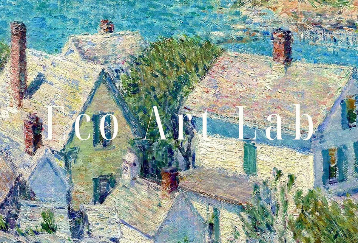 Seaside Town Impressionist Vintage Painting. Landscape Printable Wall Art. Ocean View Antique Oil Painting. Nautical Wall Decor. Boats Art. – Printable Wall Art