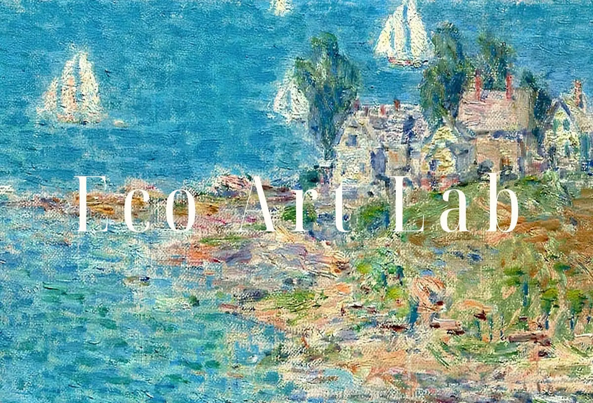 Seaside Town Impressionist Vintage Painting. Landscape Printable Wall Art. Ocean View Antique Oil Painting. Nautical Wall Decor. Boats Art. – Printable Wall Art