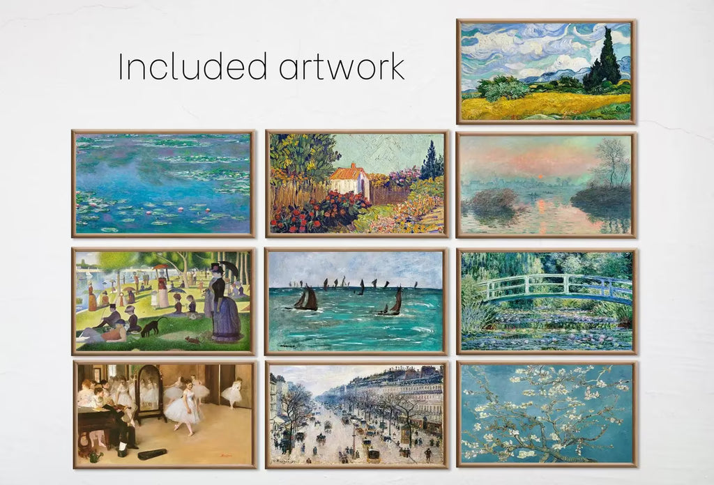 Set of 10 Samsung Frame TV 4K Art. Famous Impressionist Paintings Collection. Van Gogh. Monet. Pissarro. Instant Download Frame TV Art Set – Frame TV Art Set