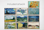 Included artwork preview showing first selection of artworks from Set of 10 Samsung Frame TV 4K Art. Ultimate Van Gogh Famous Paintings Collection. Vincent Van Gogh Art Set. Instant Download Frame TV Art.