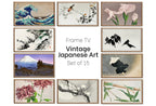 Set of 15 Samsung Frame TV 4K Art. Vintage Japanese Paintings Collection. Antique Japanese Art Set. Instant Download Japanese Frame TV Art displayed on Samsung Frame TV on a living room wall.