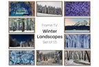 Set of 15 Samsung Frame TV 4K Art. Winter Wall Art Nature Digital Collection. Winter Snow Decor TV Art Set. Instant Download Frame TV Art. displayed on Samsung Frame TV on a living room wall.
