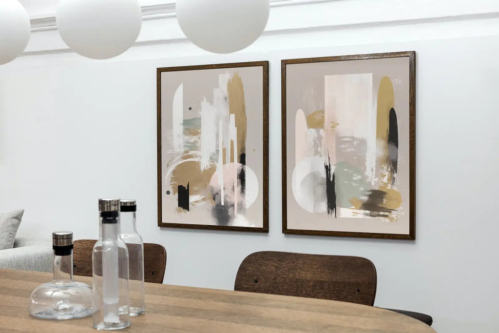 Ensemble de 2 arts abstraits modernes neutres pour Frame TV. Impressions abstraites minimalistes noires et beiges. Galerie murale neutre, décoration murale Japandi
