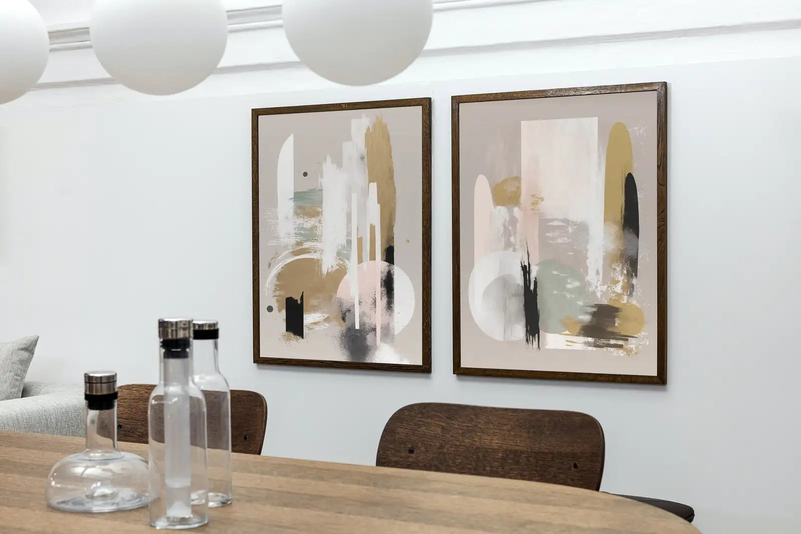 Ensemble de 2 arts abstraits modernes neutres pour Frame TV. Impressions abstraites minimalistes noires et beiges. Galerie murale neutre, décoration murale Japandi