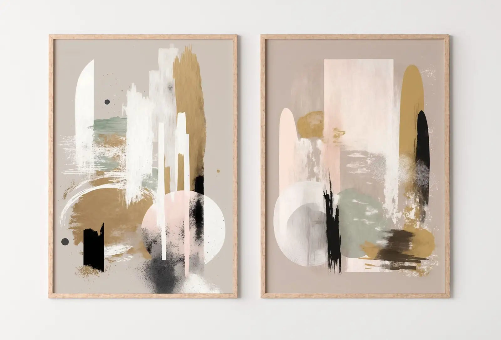 Ensemble de 2 arts abstraits modernes neutres pour Frame TV. Impressions abstraites minimalistes noires et beiges. Galerie murale neutre, décoration murale Japandi