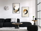 Ensemble de 2 tableaux abstraits modernes et neutres. Impressions abstraites wabi sabi en noir et beige, galerie murale minimaliste Zen, art mural Japandi