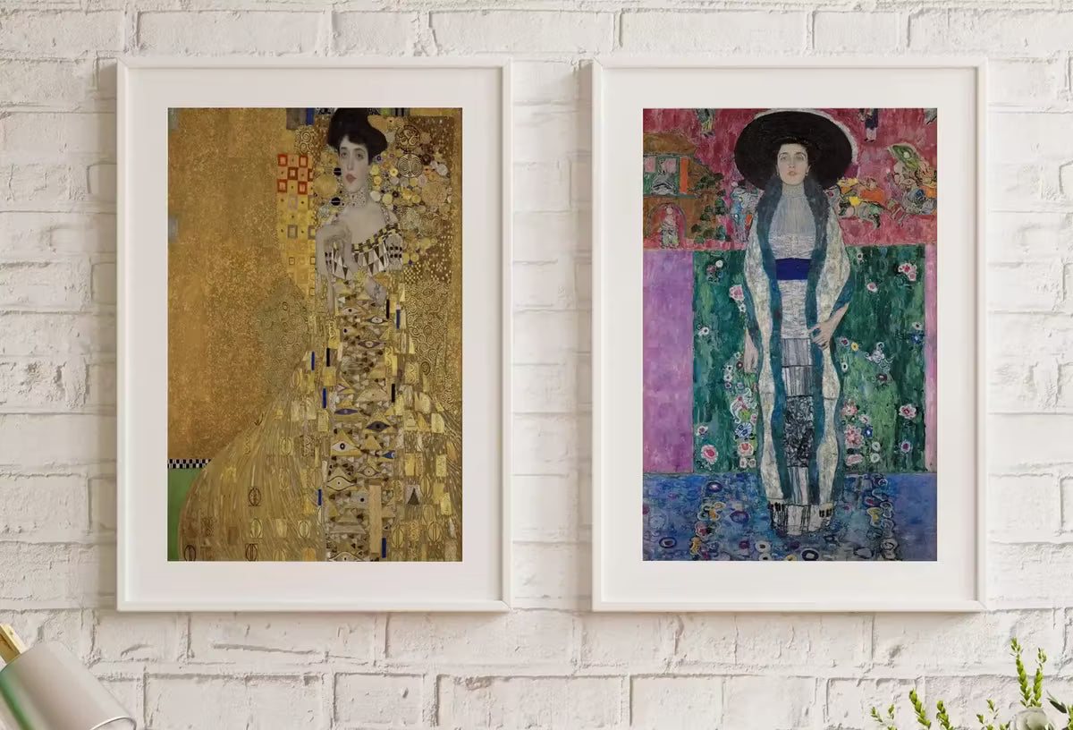 Set of 2 Prints Gustav Klimt Famous Portraits of Adele. Instant Download. Woman Paintings Gustav Klimt Prints. 2 Piece Vintage Fine Art – Printable Wall Art Set
