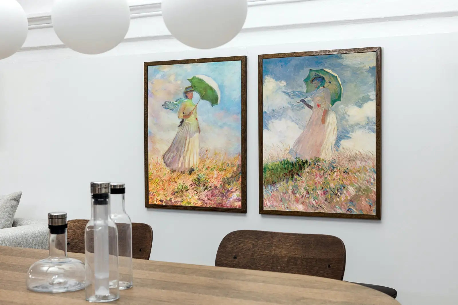 Included artwork preview showing first selection of artworks from Set of 2 Prints Woman with Parasol Claude Monet Famous Paintings. Instant Download Vintage Portrait Decor. Monet Printable 2 Piece Wall Art.