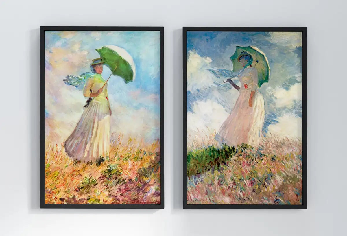 Detail view of artwork from Set of 2 Prints Woman with Parasol Claude Monet Famous Paintings. Instant Download Vintage Portrait Decor. Monet Printable 2 Piece Wall Art. (variation 2)