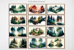 Included artwork preview showing first selection of artworks from Set of 25 Samsung Frame TV 4K Art. Forests Landscape Watercolor Paintings. Nature Collection TV Art Set. Instant Download Frame TV Art.